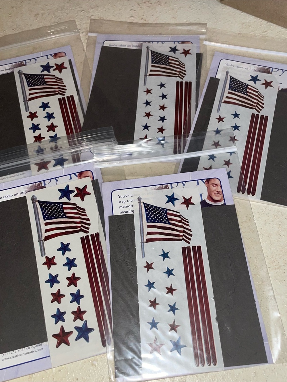 Lot of 5 Creative Memories Flag and Star Congratulations Packs Sccrapbooking